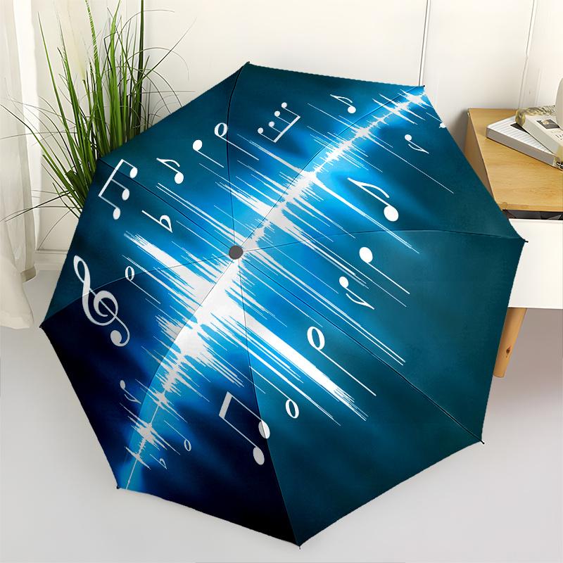 Music Notes Tree Theme 8 Bone Hand Automatic Folding Umbrella, Compact and Portable Design, A Perfect Gift for Birthday, Christmas or Busine
