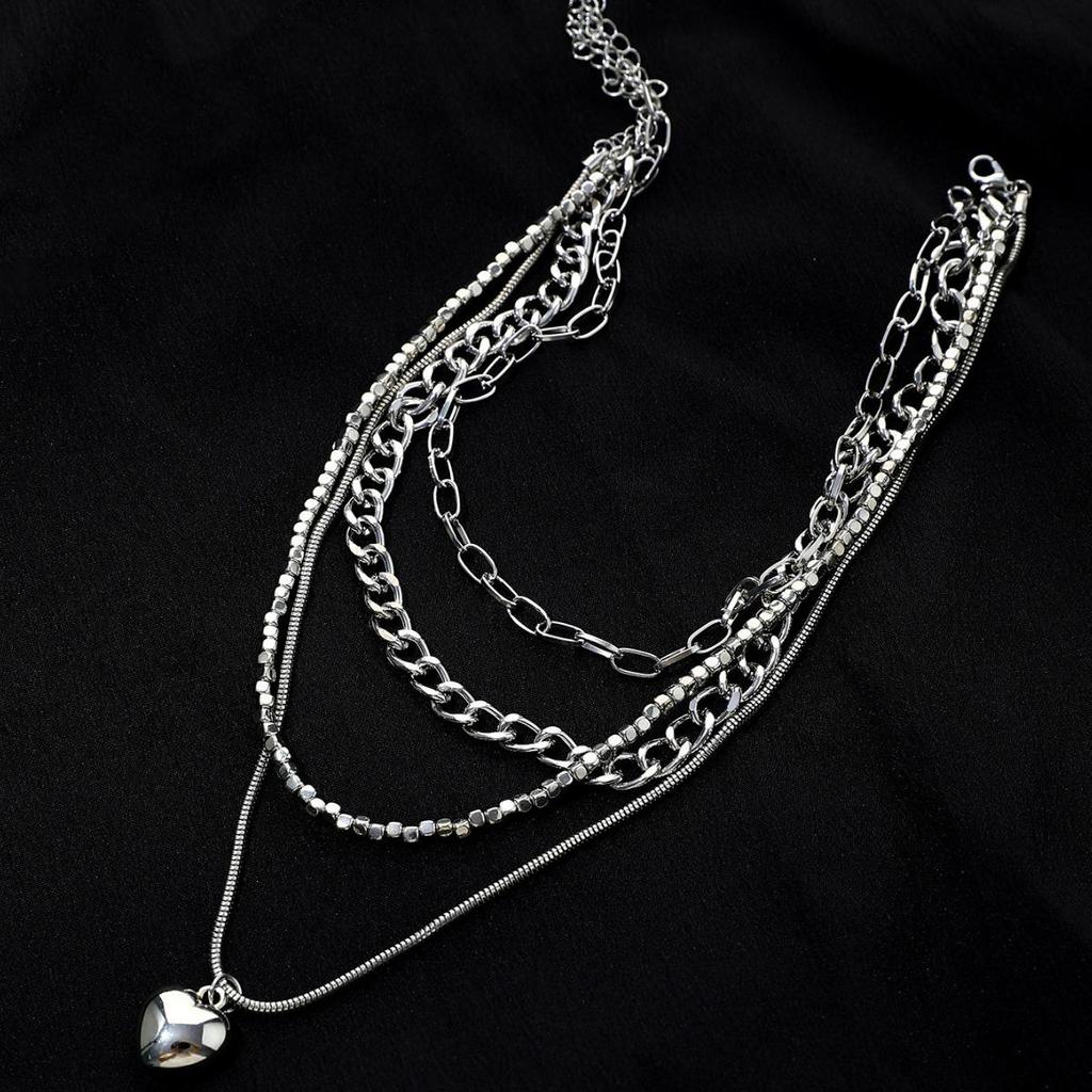 Набор ожерелий-чокеров с замком-сердцем в стиле хип-хоп для женщин – Модный нишевый дизайн, коллекция из 4 предметов