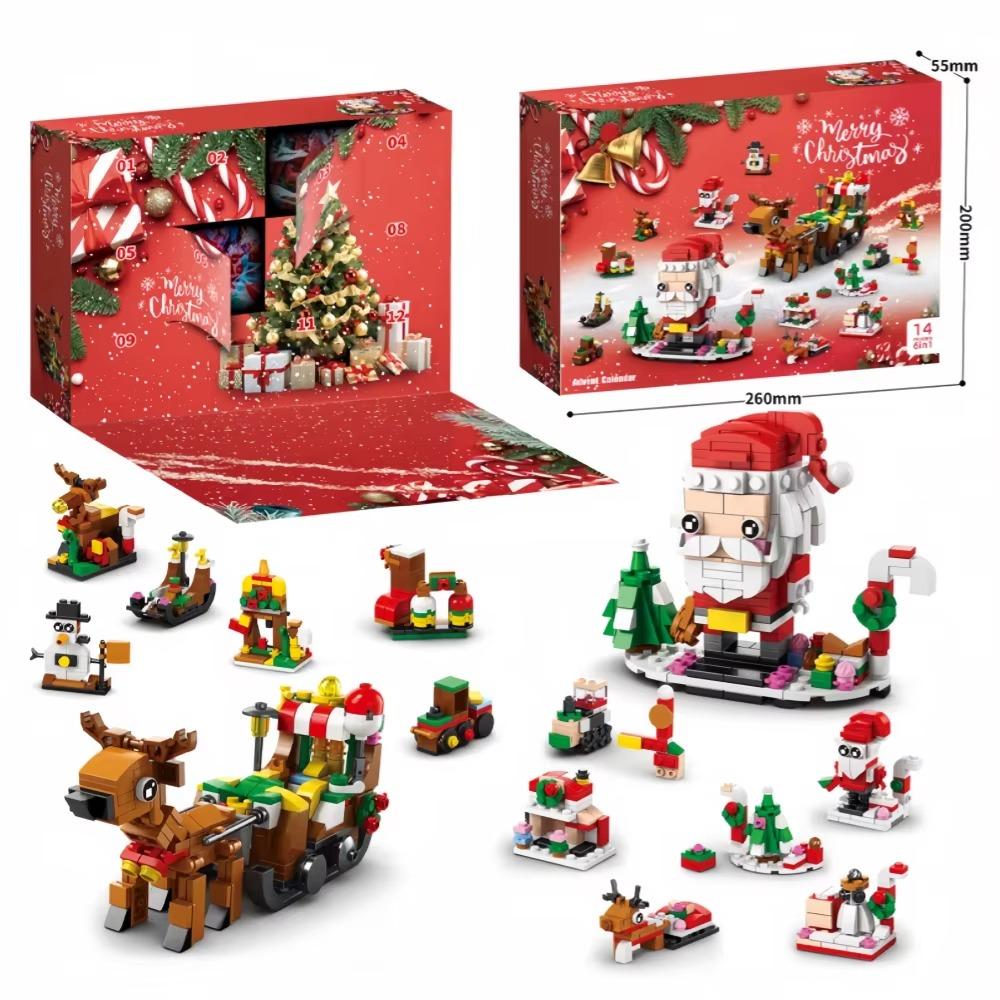 Knew Built Christmas Building Blocks Toys - Веселая игра в коробку с закрытыми дверцами Санта, Рождественская елка, Поезд, Олени - Идеальный подарок для детей