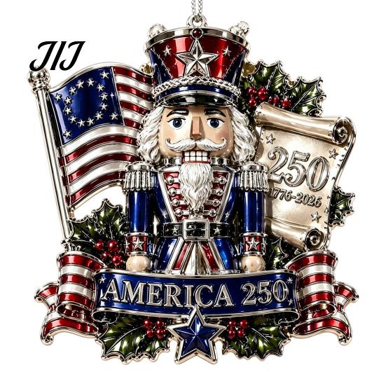 Patriotic Christmas Tree Snowflake Ornaments 250 Anniversary USA Ornament, United States 1776-2026 250th Holiday Gift for Family Friends Keepsake,