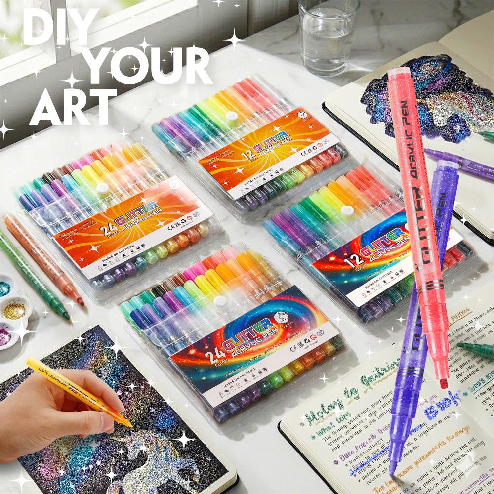 Набор из 24 блестящих маркеров для DIY-журналинга и творчества, для студентов и открыток