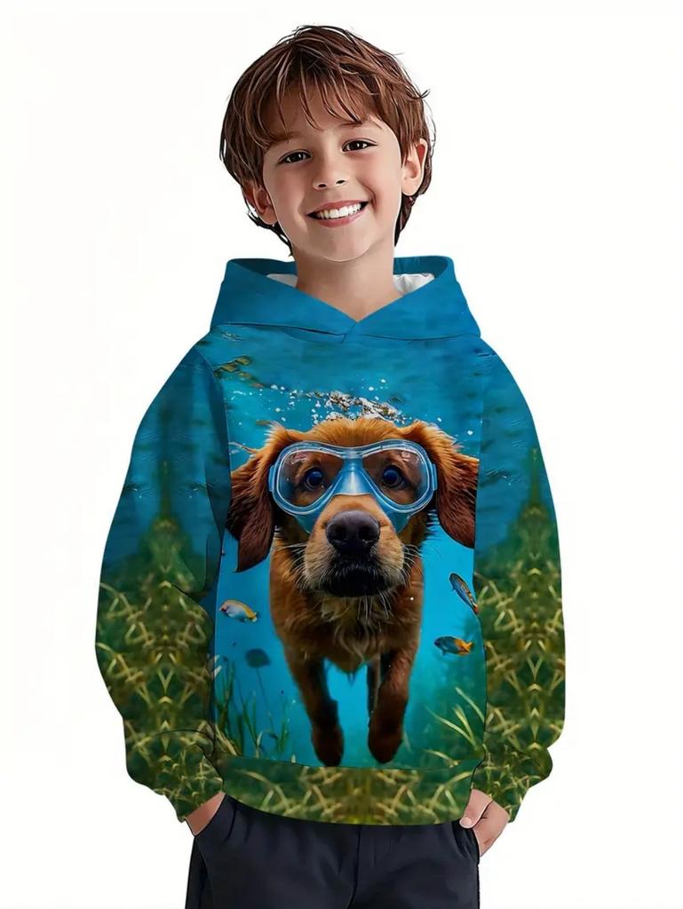 New Animals Hoodie Cute Dog Pattern 3d Print Autumn Fashion Comfort Pullover Long-sleeve Hoodie Outdoors Children's Clothing Boy