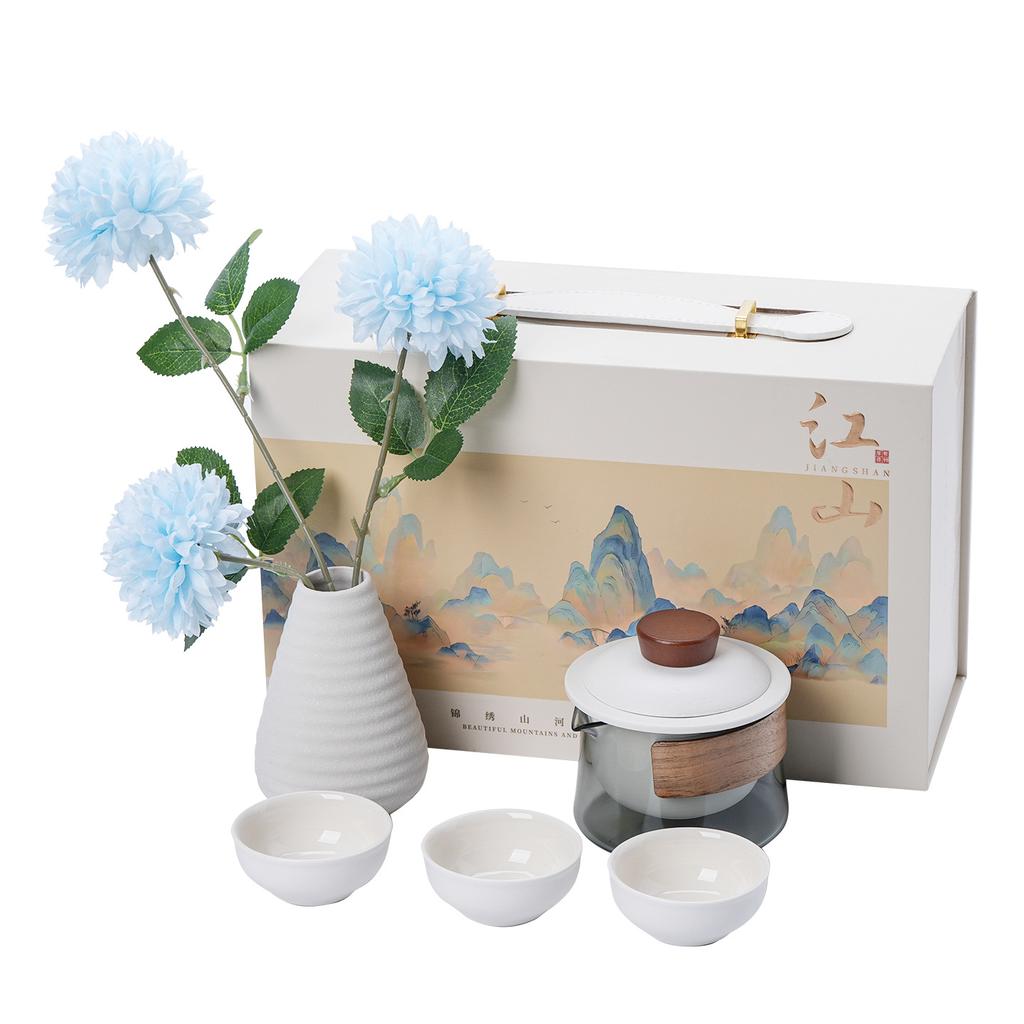 Легкая роскошь, великолепные горы и реки, набор из чайника и трех чашек в подарочной коробке, Запретный город и национальный тренд для отправки на праздник
