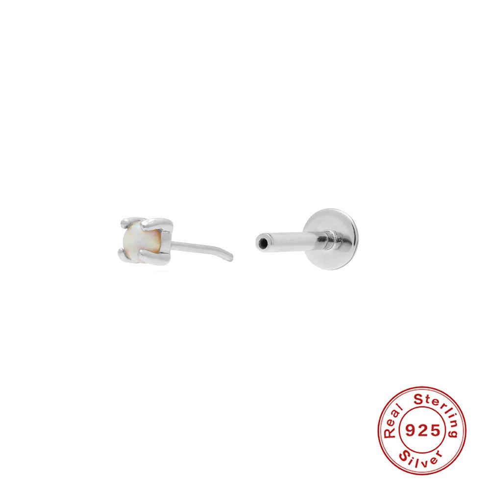 Серьги-гвоздики из стерлингового серебра S925 18G с плоской головкой, без резьбы, проколотые серьги-гвоздики для хряща, плоские серьги-гвоздики для пуш-ап, серьги-гвоздики для ушной раковины