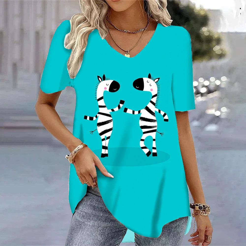 Футболки с героями мультфильмов, топы для женщин, женские летние футболки S-3XL, милые футболки с v-образным вырезом, хит продаж, летние базовые футболки с короткими рукавами