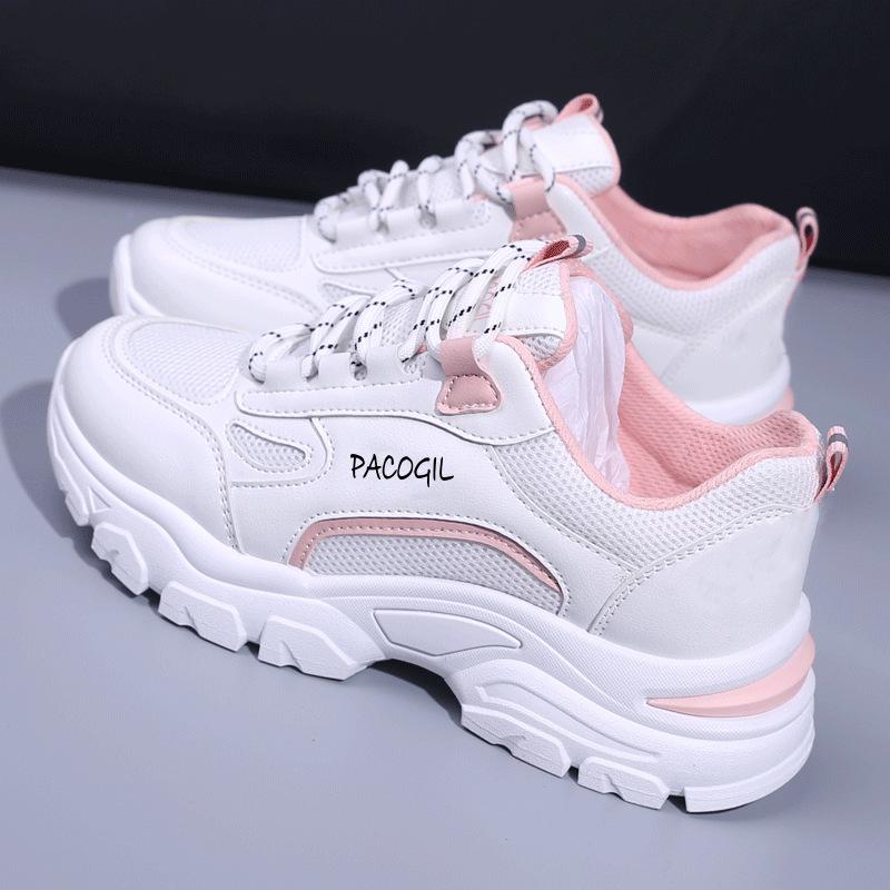 Sneakers Women's 2024 Spring and Summer Women's Shoes New Trendy Shoes Casual Running Shoes Breathable Mesh White Shoes Women's Dad Shoes
