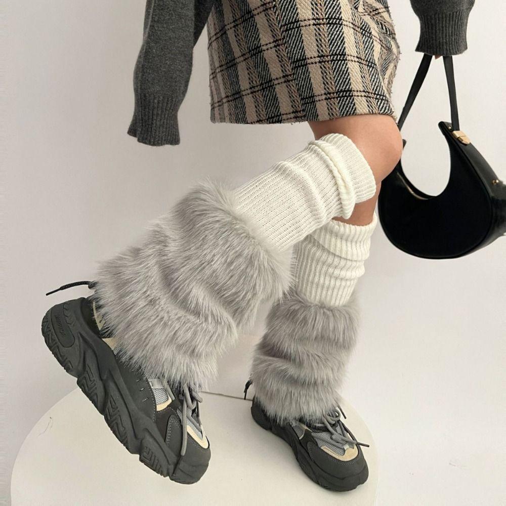 Foot Cover Winter Leg Warmers Y2K Plush Leg Coverings Soft Long Stockings Accessories
