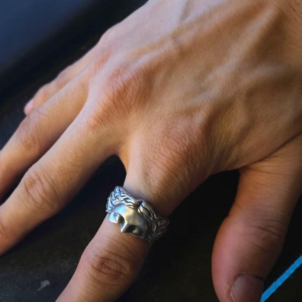 Литературная скульптура Венера Маска Кольцо Чистая медь Открывающееся кольцо Перстни Половина лица Кольца для мужчин