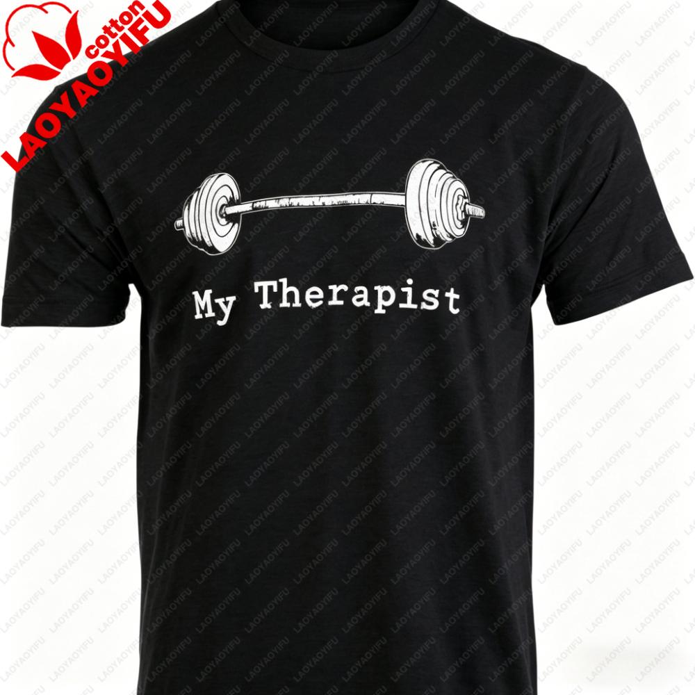 My Therapist (Barbell) Funny Workout Working Out Weight Lifting Lifter Joke Man TShirt Oversized Shirt Men Clothing Streetwear