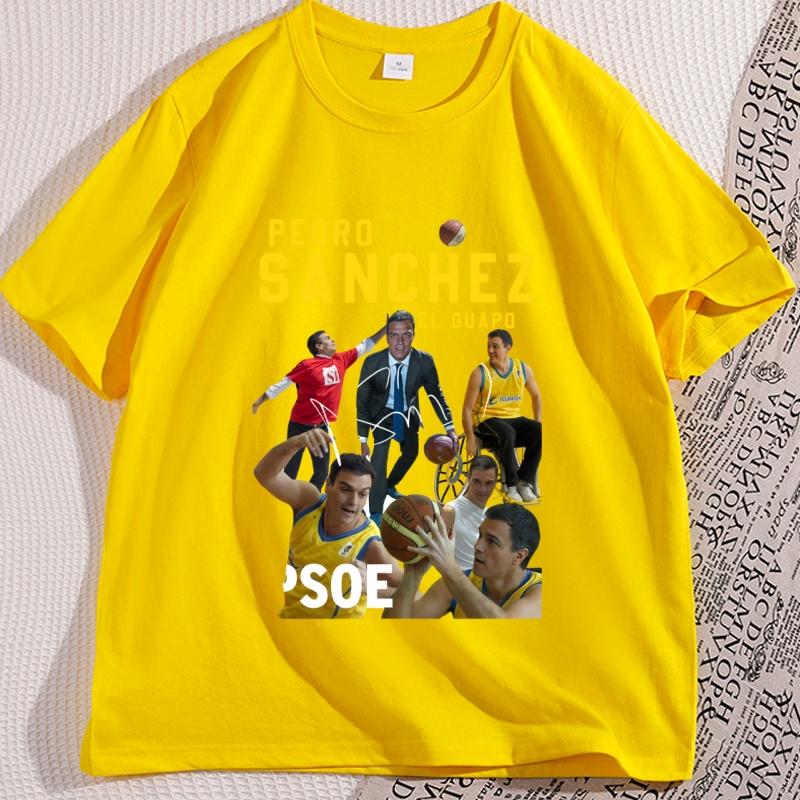 Pedro Sanchez Spain PSOE Cotton TShirt Men Women Casual Short Sleeve Vintage TShirts O Neck Tee Shirt Oversize Pattern Tops