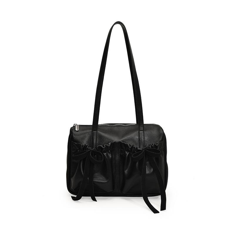 Сумка-тоут с бантом и складками, осенне-зимняя, с высокой текстурой, легкая, модная, универсальная, через плечо