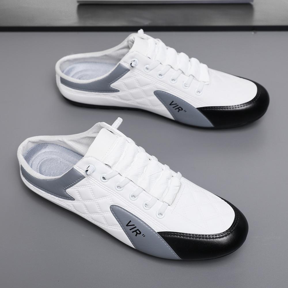 Летние мужские полушлепанцы новые простые модные мужские туфли повседневная обувь для подростков трендовая обувь на одной педали внешняя торговля