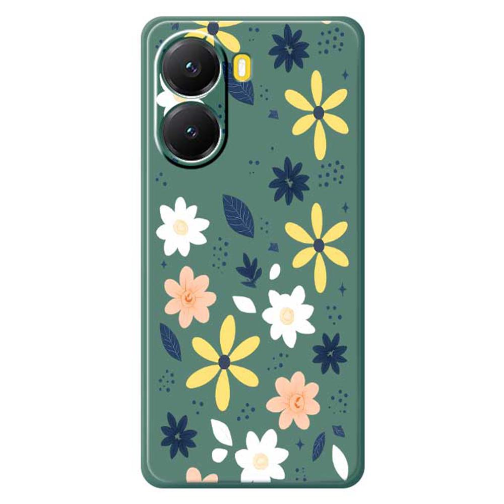 For Xiaomi Redmi Turbo 4 5G/Poco X7 Pro 5G Case Colorful Floral Blue Leaves Pattern Printing Straight Edge TPU Phone Back Cover