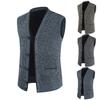 Men Fall Spring Vest Single-breasted V Neck Pockets Slim Fit Sleeveless Cardigan Knitted Solid Color Soft Warm Sweater Waistcoat