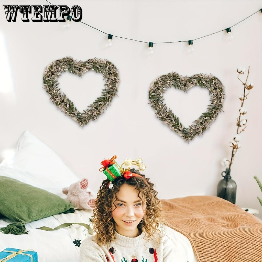2pcs Heart-Shaped Wooden Wreath Frames for DIY Crafts - Unpainted Floral Hoops for Home Decor, Garland Making & Party Decorations