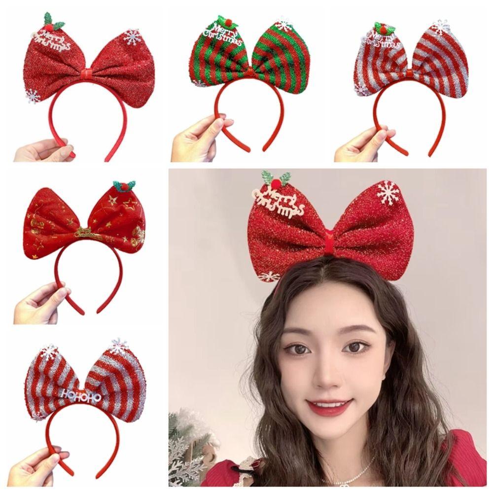 Non-slip Christmas Hairband Plush Christmas Headband Gift Bowknot Hair Hoop Party