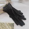 Anti Slip Ice Silk Gloves Breathable Lace Thin Mittens Cooling Five Finger Glove  Summer