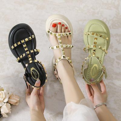 Женские сандалии новая летняя обувь на толстой подошве-маффине увеличивают рост, не утомляя ноги, с юбками, пляжная обувь