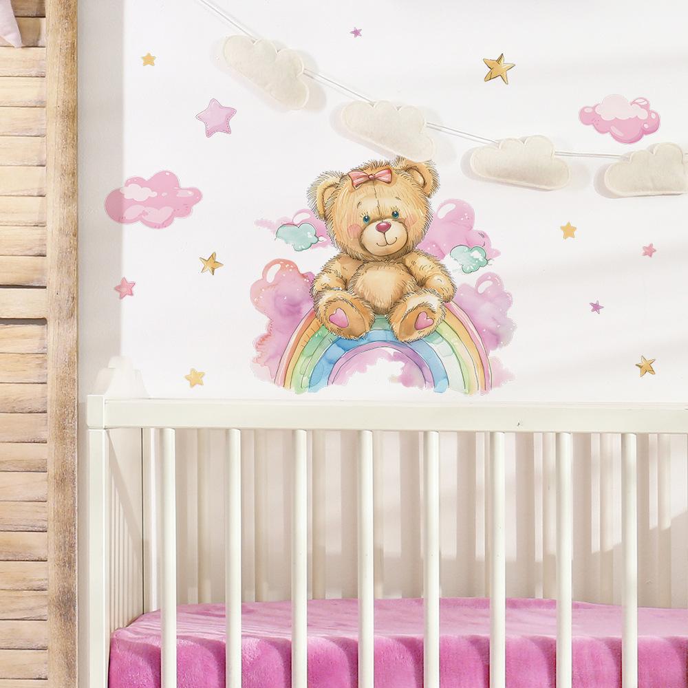 Fun-e64 Мультфильм Радужный Медведь Детская Комната Детский Сад Стена Фон Ландшафтный Дизайн Наклейка На Стену