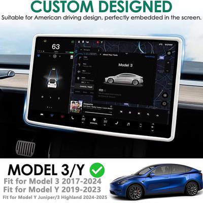 Защитная силиконовая рамка для Tesla Model 3 / Y, защитная пленка для центрального блока управления, дисплея, навигации и экрана, автомобильный аксессуар.