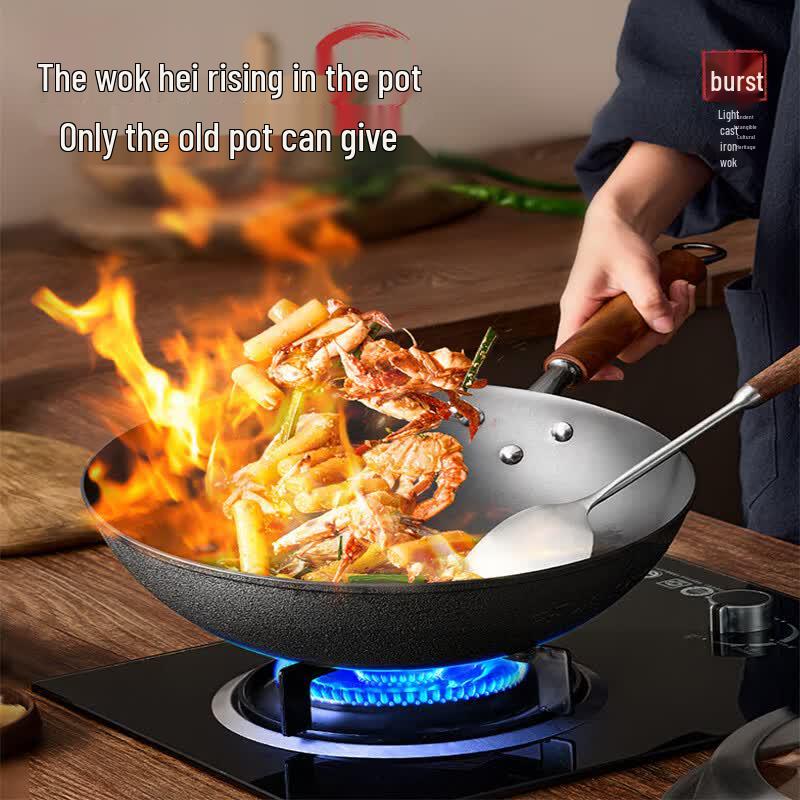 COOKER KING 34cm Traditional Cast Iron Wok