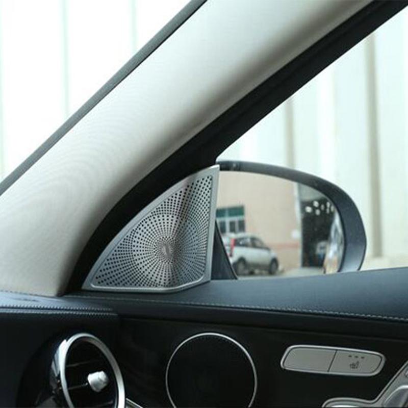 Стайлинга автомобилей внутренняя дверь стерео динамик твитер Чехлы наклейки отделка для Mercedes Benz C Class W205 C180 C200
