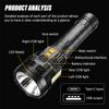 Super bright LED Flashlight Rechargeable torch Portable searchlight Outdoor Camping light With high brightness side light