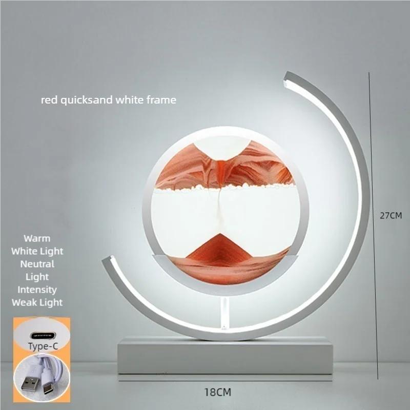 Светодиодная настольная лампа Moving Sand Art Quicksand Night Light 3D Sandscape Песочные часы Прикроватные лампы Текучая песчаная живопись Домашний декор Подарки