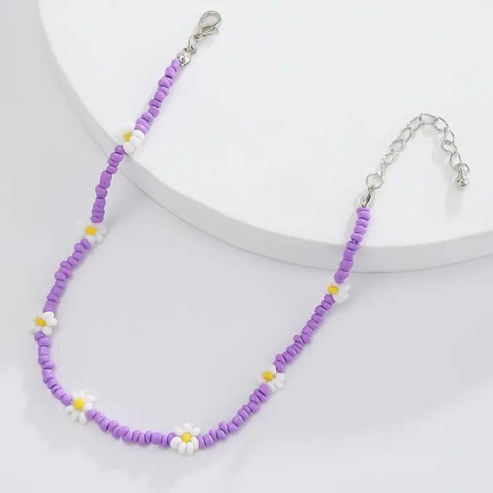 Милое короткое колье-чокер в стиле бохо с маргаритками для отпуска, женское ожерелье с цветами и бусинами, ожерелье на ключицу