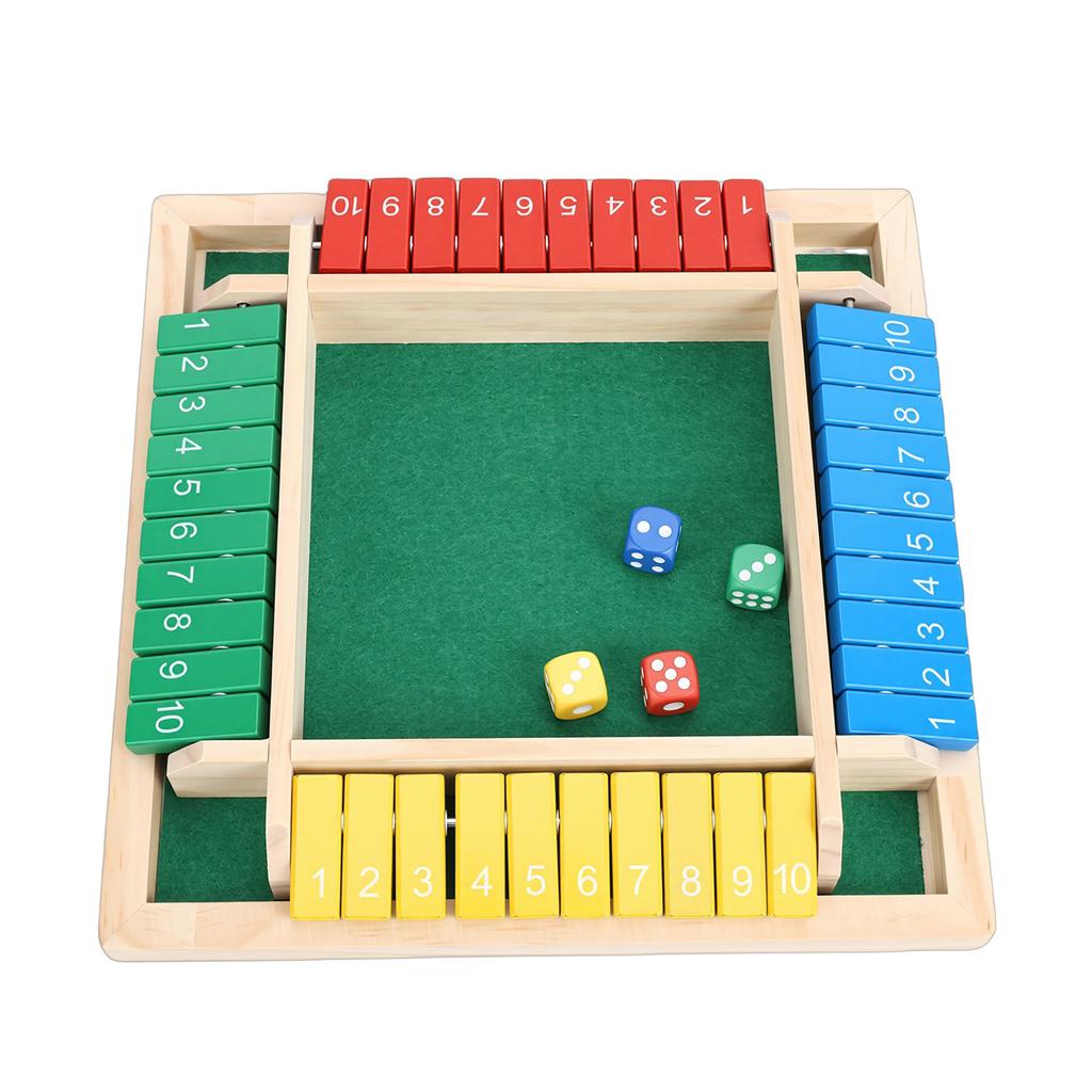 Игра "Shut The Box" Деревянная доска и 8 кубиков Настольная математическая игра для 2-4 игроков Семейные путешествия и встречи
