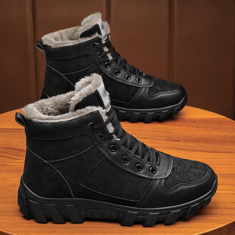 Men's Boots Winter New High-top Workwear Men's Ankle Boots Warm Cold-proof Cotton Shoe Plush Platform Thickened Men's Snow Boots