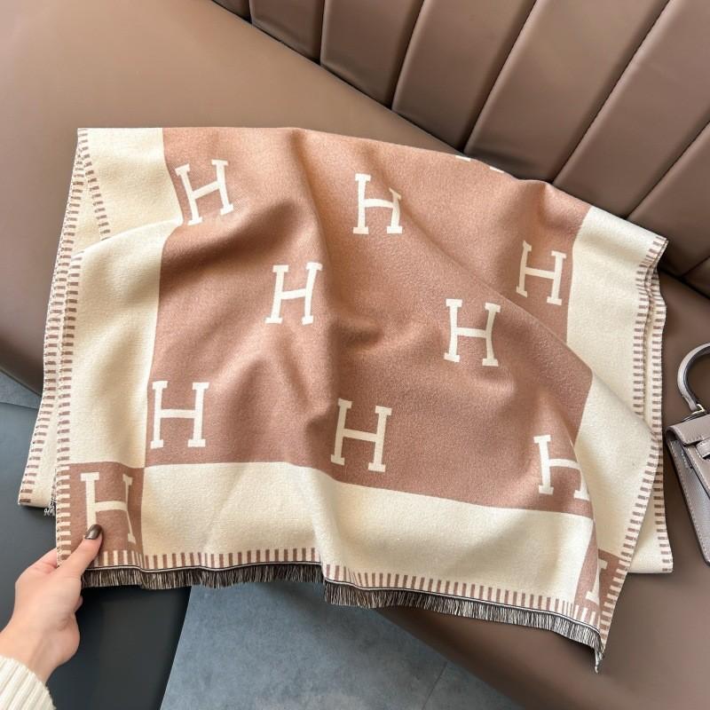 Classic Fashion Letter Thousand Birds Grid Imitation Cashmere Scarf Women's Winter Thickened Double Sided Air Conditioning Shawl Scarf Women's