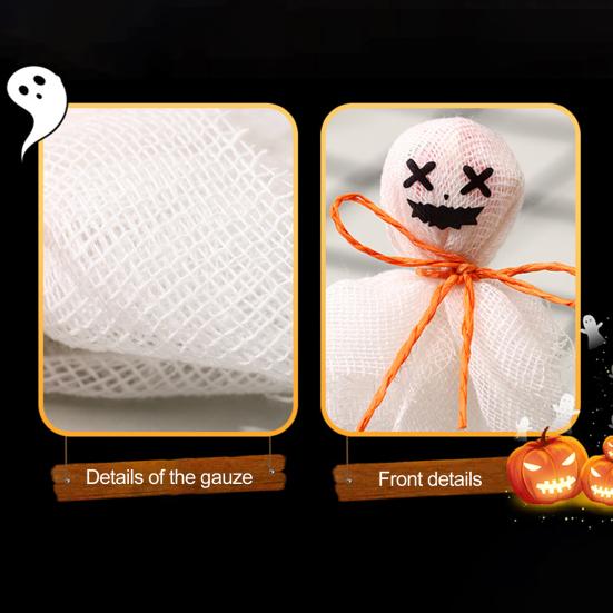 12 шт. оберток для леденцов-привидений на Хэллоуин, белые тканевые обертки для конфет-привидений для самодельных конфет, DIY украшение для вечеринки «Сладость или гадость»