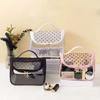 Transparent Mesh Cosmetic Bag Women Makeup Bag Double Zipper PVC Waterproof Makeup Pouch Toilet Wash Bag Large Tote Handbag