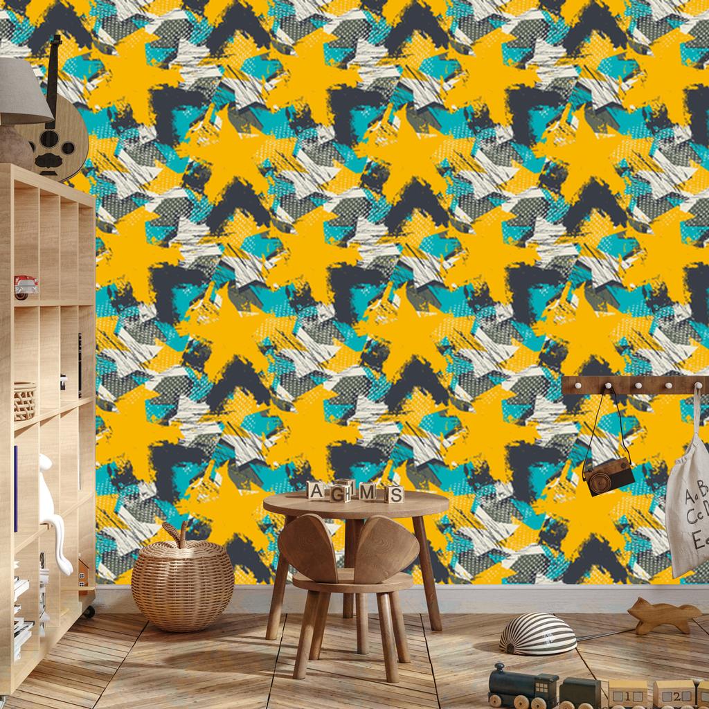 Yellow Graffiti Wallpaper for Living Room and Bedroom 50x1000