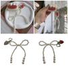Cute Pearl Bowknot Strawberry Keychain Pendant Keyring Charm Lovely Hanging Decorations for Purse Bag Backpack Handbag