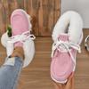 Plus Size Women's Shoes Fall and Winter New Fashion Round Toe Lace-up Cotton Boots with Fleece Mouth Women's Cotton Shoes