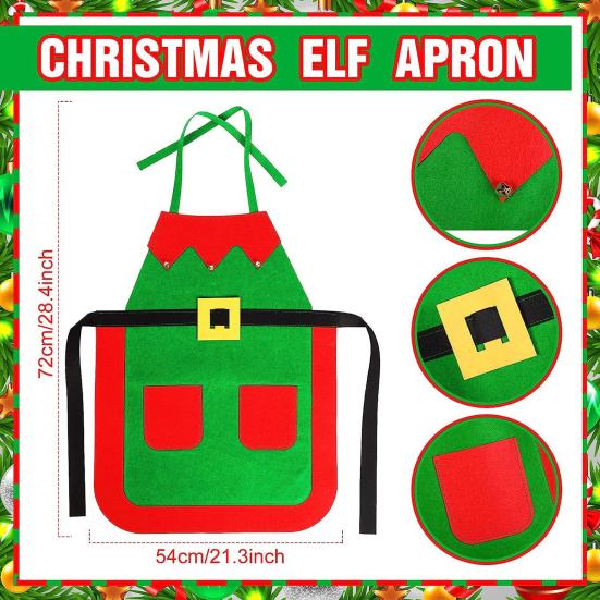 3/4/5 шт. классический рождественский фартук, шляпа, повязка на голову, костюм для вечеринки, комплект с ухами эльфа, для взрослых, кухня, рождественский праздник, украшение для шеф-повара