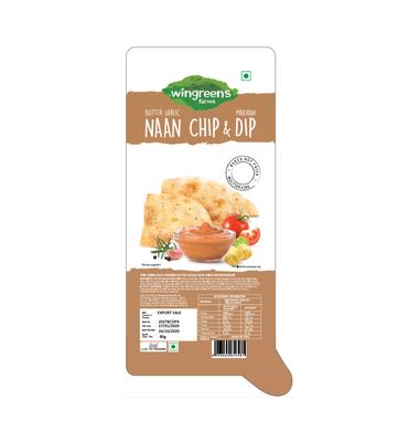 Чесночные чипсы с соусом Макхани (80 г), Butter Garlic Naan Chips With Makhani Dip,  Wingreens Farms