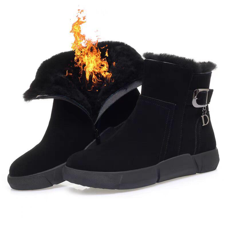 Frosted Leather Popular Snow Boots Women's 2025 New Winter Velvet Warm Thickened Women's Shoes Fur Integrated Cotton Shoes