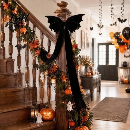 Decorative Ornaments for Porch Halloween Bat Bow Garden Decor Christmas Tree Topper Hanging Ornament Party Spooky Holiday Decoration Indoor Outdoor