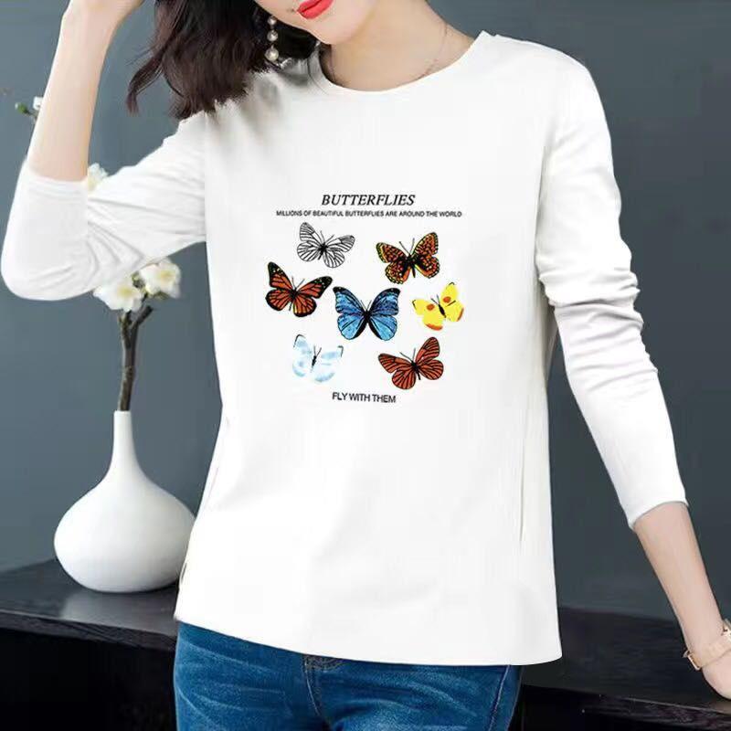 Long Sleeved T-shirt Autumn Korean Version Loose Oversized Middle-aged Mother Printed Long Sleeved Top