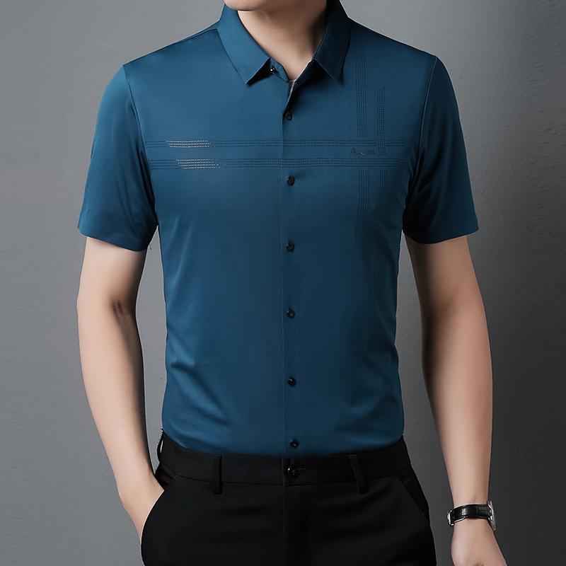 Летняя новая мужская рубашка с короткими рукавами для среднего возраста, для отдыха, для бизнеса, модная клетчатая тонкая кардиганная рубашка