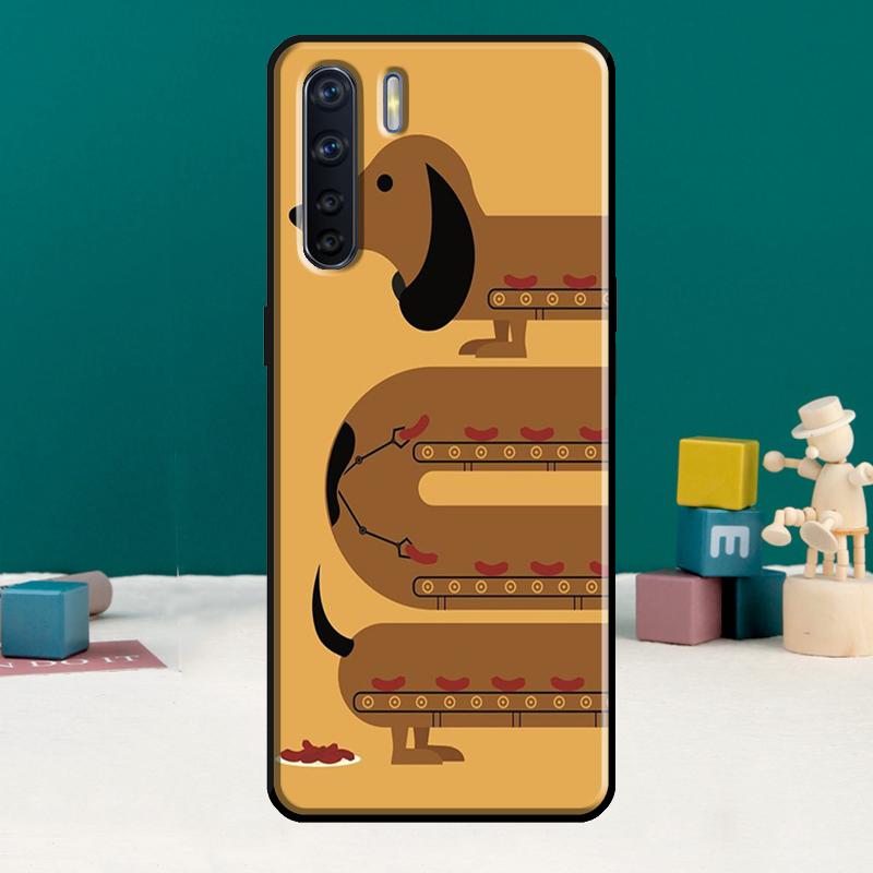 Cartoon Dachshund Sausage Dog Phone Case For Oppo A78 A96 A58 A18 A38 A98 A17 A77 A80 A40 A60 A16 A76 A74 A94 A54 A15 A57S