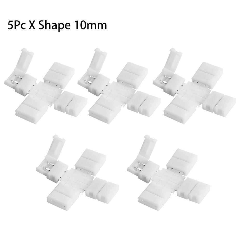 1/5/10Pcs New Clip-on Coupler Solderless 2Pin PCB LED Strip Connector 8mm 10mm