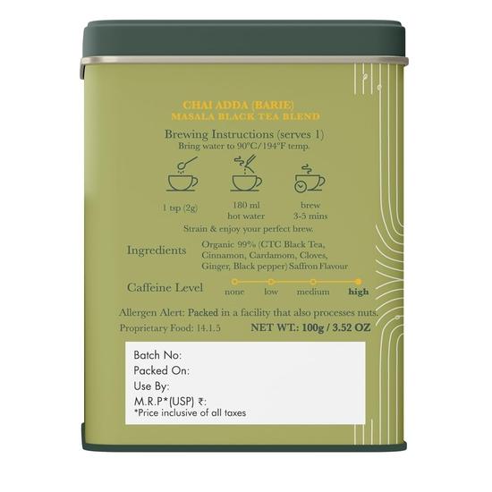 LUXMI Estates Masala Chai Powder 100Gm Pack | Chai Adda-Bari | Organic Black Tea | Strong, Robust & Aromatic Masala Chai | Energy Booster