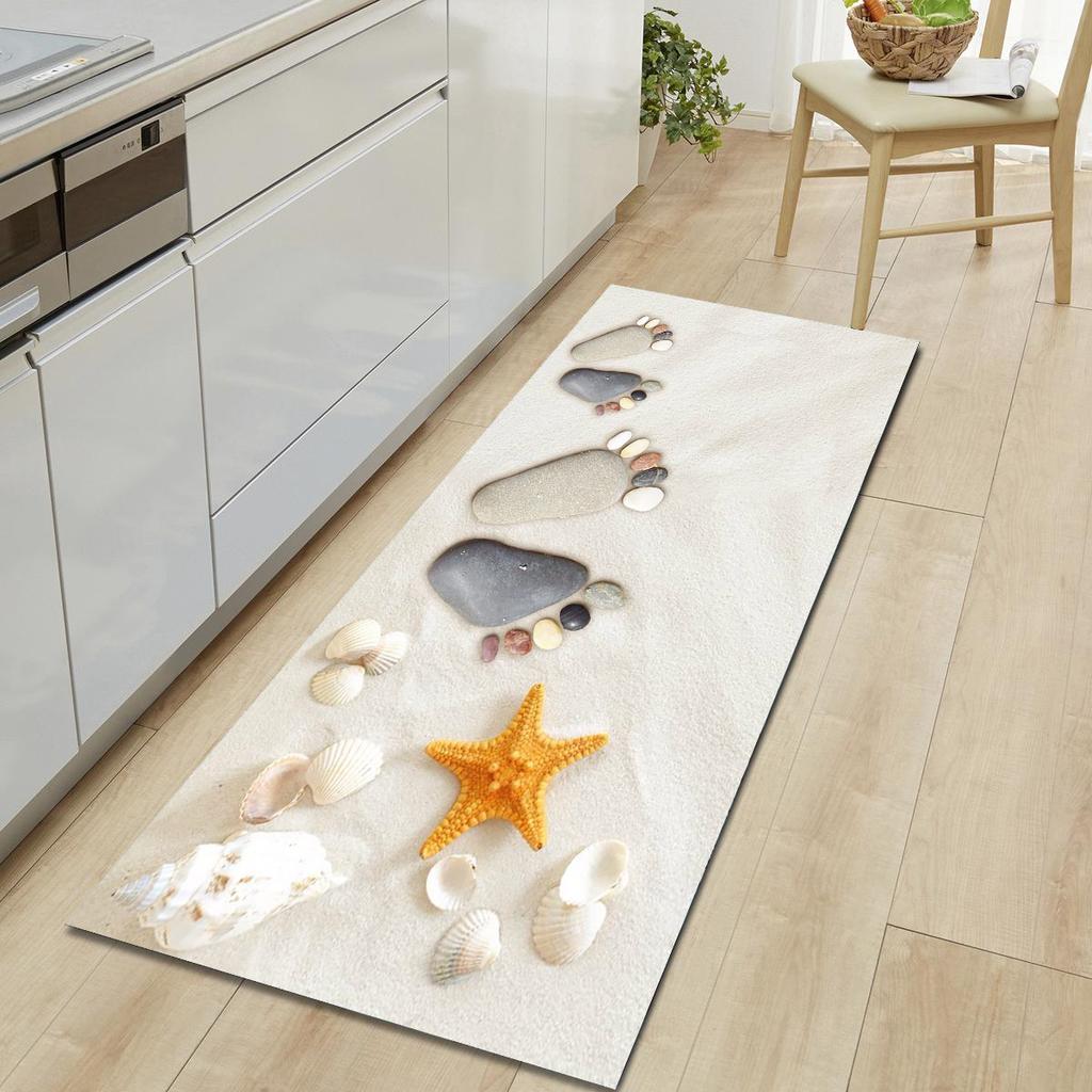 1Pcs Beach Soft Stones Pattern Floor Mat Modern Kitchen Polyester Rug Non-Slip Colorful Indoor Carpet, For Home Bathroom Bedroom Living Room Decor