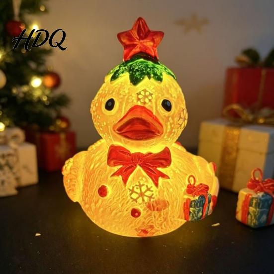 Декоративная фигурка утки из светящейся смолы с LED-подсветкой, Декоративная ночная