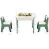 GINGER HOME Table Enfant 4 en 1 avec 2 Chaises – Plateaux Réversibles, Tableau Noir &amp; Blocs type LEGO – Design FOREST