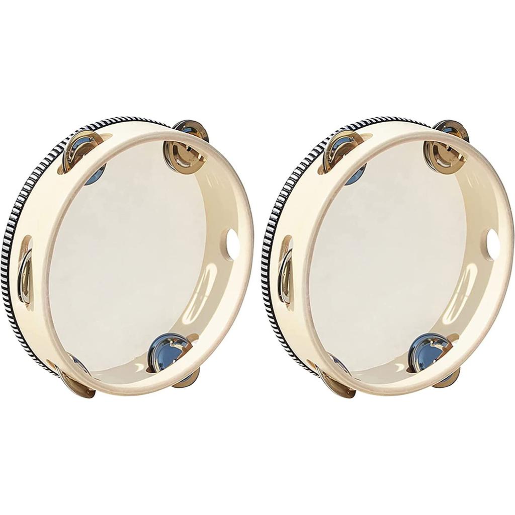 Yunya Yoshino Tambourine with Leather Round Educational Percussion Instrument Hand Drum Performance Musical Instrument Percussion Drum Bell